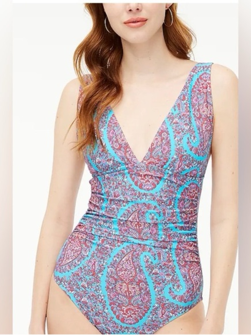 J. Crew Blue and Pink Paisley One-Piece Swimsuit